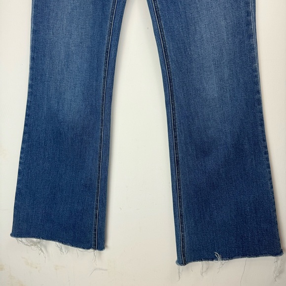 J. Crew Ashbury Flare Sz 29 High Rise Medium Wash Stretch Raw Hem - Picture 6 of 15